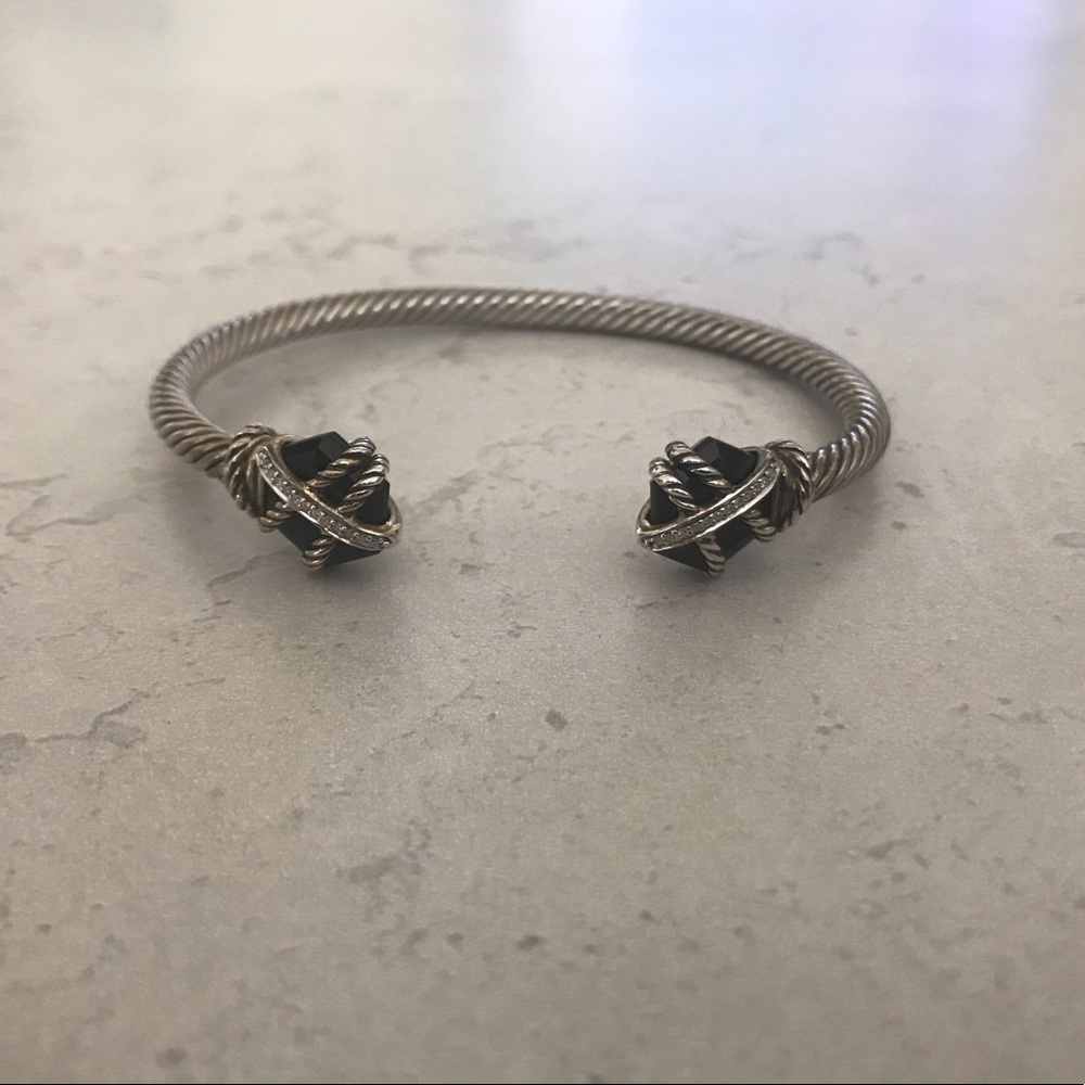 David Yurman cable bracelet w/Onyx & Diamonds